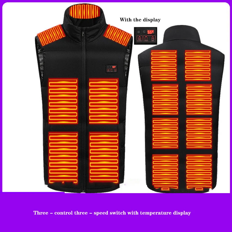 Vest three control 15 zone with display screen switch heating vest outdoor mountaineering skiing heating suit