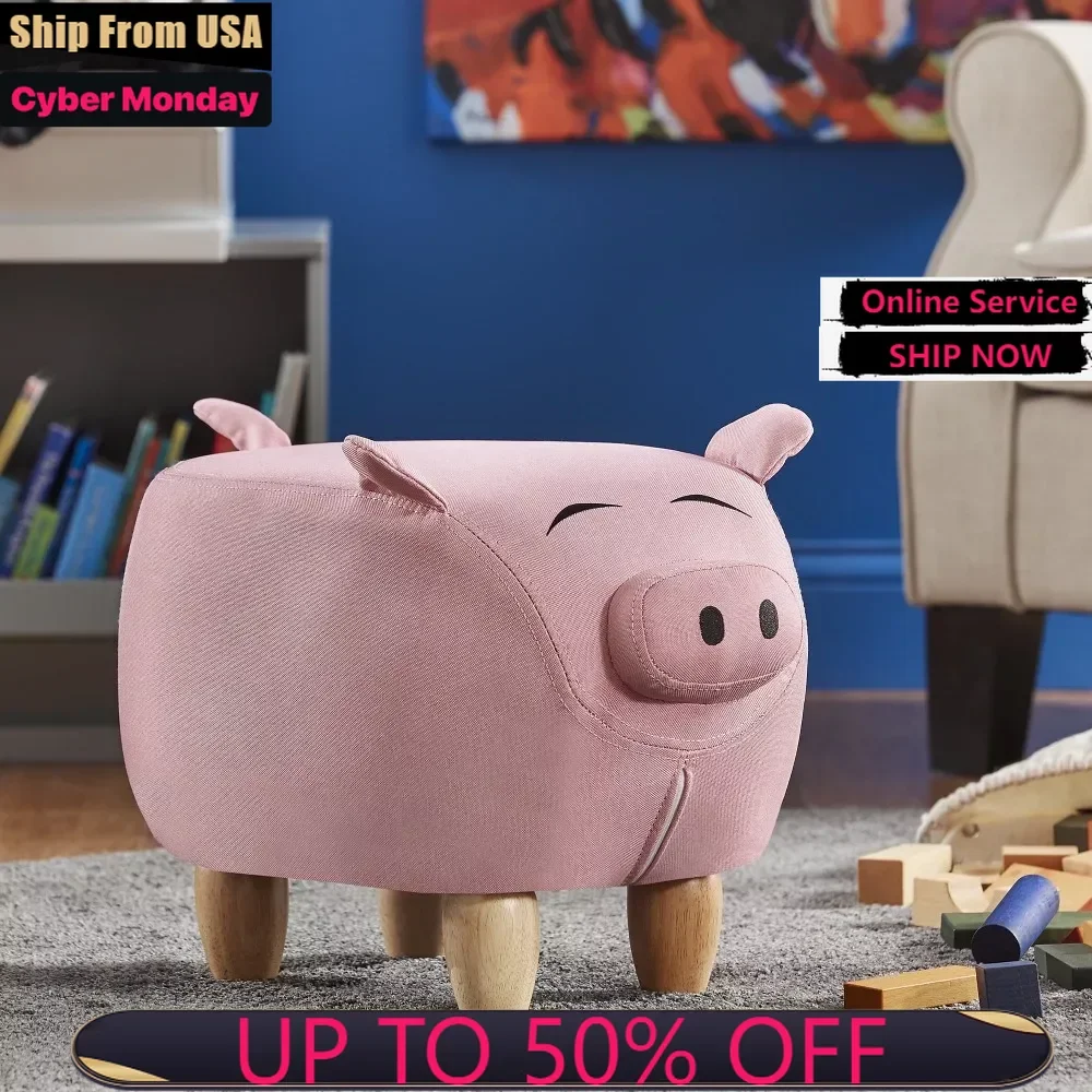 

Zippered Storage Ottoman,Pink Pig,Suitable for Living Room, Bedroom, Game Room