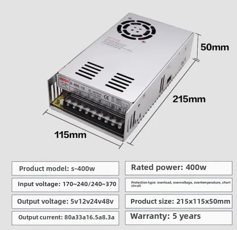 S-350W 400W 500W 800W 1000W Высокая мощность 24V Импульсный источник питания 220–12V 36V 48v 20A