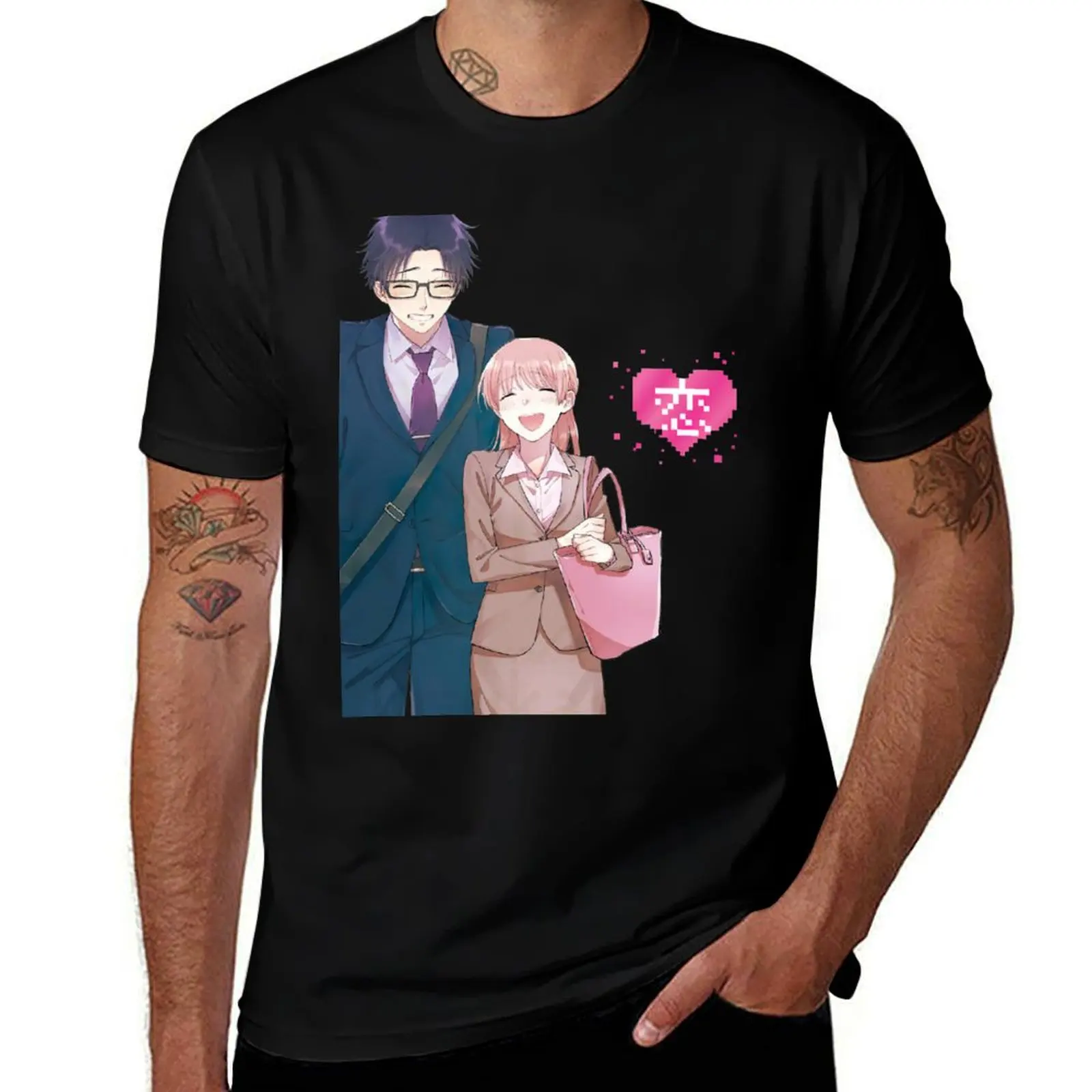 Фото Футболка с принтом Wotakoi Love: Любовь для отаку сложна, но она существует. Футболка с трендовым художественным принтом для Наруми и Хиротаки. №1