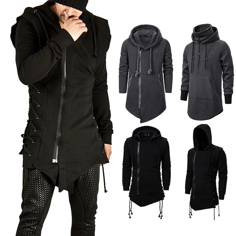 

Medieval Gothic Fashion Retro Casual Streetwear Hoodies Hooded Tee Sweatshirts Cardigan Jackets Coat Tops Men European Clothing