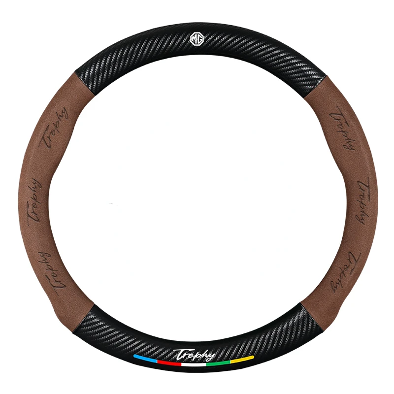 

3D Embossing Carbon Fiber Leather Car Steering Wheel Cover For MG 3 5 6 ZS EV MG3 3SW MG5 MG6 MG7 ZR EHS GT EZS Auto Accessories