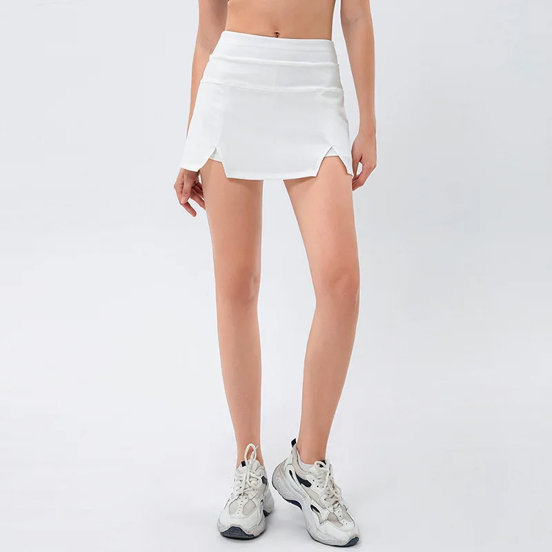 New Solid Color Women Sports Skirt Gym Yoga Golf Fitness Sexy Tennis Skirt Pocket Running Outdoor Casual Soft Breathable Comfort