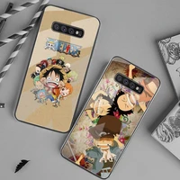 hot anime one piece luffy zoro phone case tempered glass for samsung s20 ultra s7 s8 s9 s10 note 8 9 10 pro plus cover