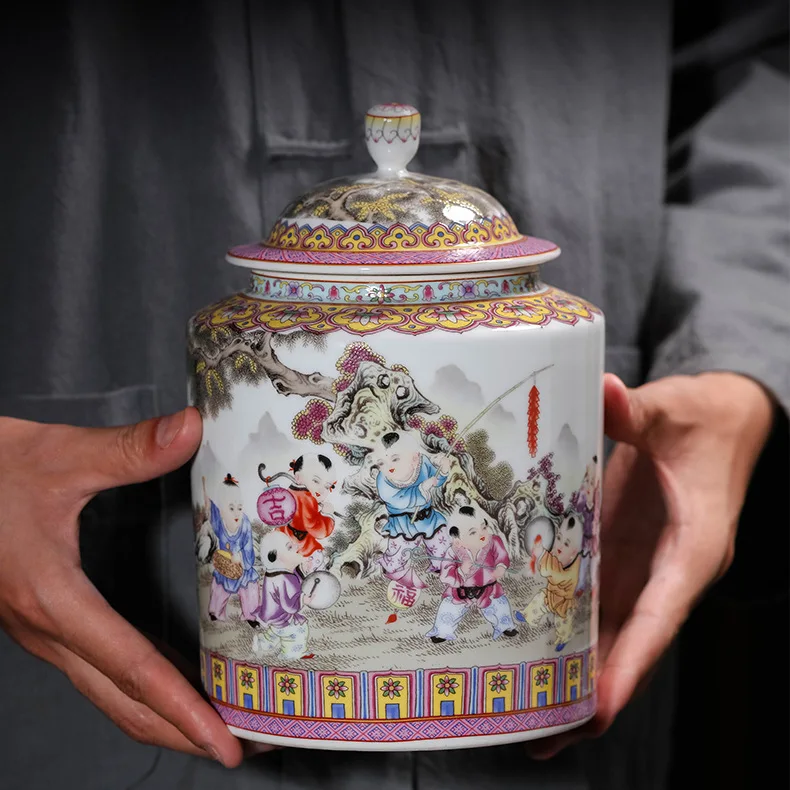 Эмалированная чайная канистра Цзиндэчжэнь чайник белая банка керамическая