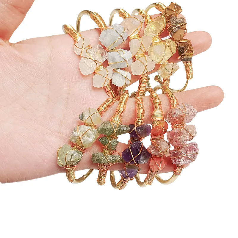 

Natural Stone Winding Bracelet Charms Reiki Healing Treatment Yoga Natural Stone Beads For Women Jewelry Gift