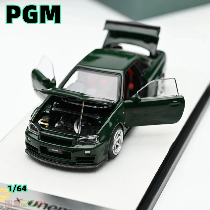 Фото Миниатюрная модель автомобиля PGM 1:64 GTR R34 Z Tune, темно-зеленая, коллекционная, для взрослых, предмет декора, подарок для мальчика №3