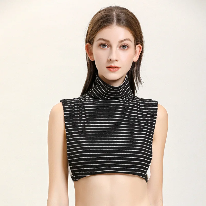

Women Stand Fake Collars Striped High Neck Detachable Collar for Sweater Blouse Tops Turtleneck False Collars Female Decor