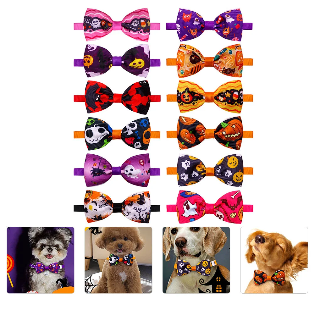

Pet Bow Tie Neck Collar Birthday Ties Halloween Decor Dress Neckties Color Puppy Collars