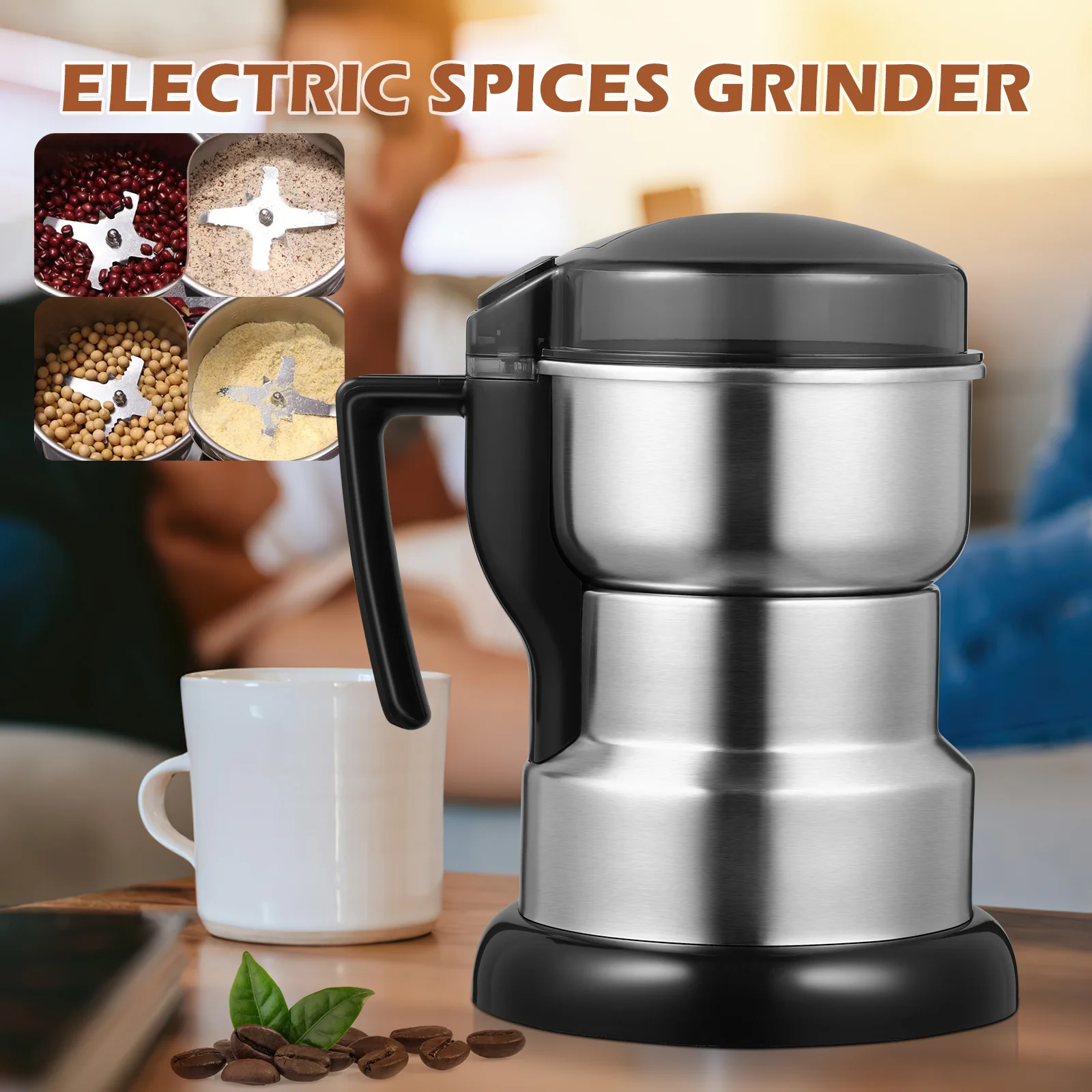

Grinder Coffee Stainless Steel Electric Grinding Machine Bean Kitchen Blender Spice
