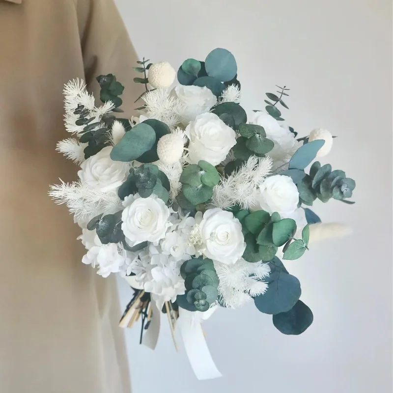 Натуральные пампасы букеты для невесты свадебные сушеные цветы с белой розой