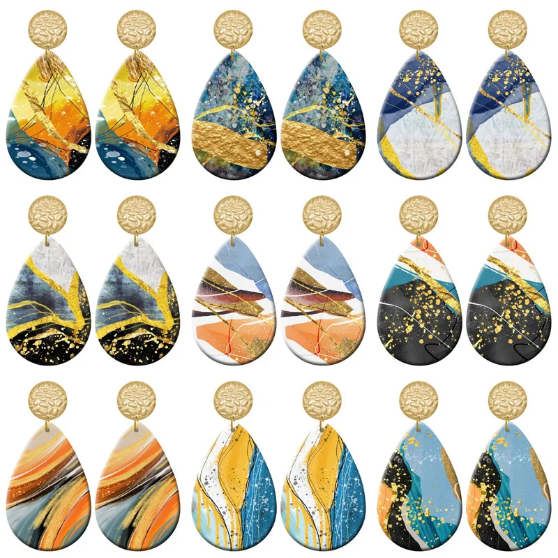 

Colorful Art Patterns DIY Acrylic Drip Earrings For Women Jewelry Y2K Piercing Ear Hooks Dangle Accessories Gift For Girls