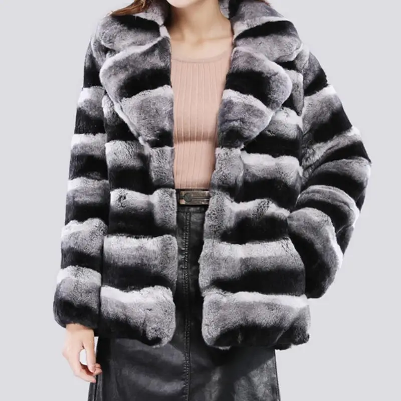 

Spring and Autumn Women's New Fashion Personality Casual Plus Size Short Lapel Imitation Mink Coat S-7XL