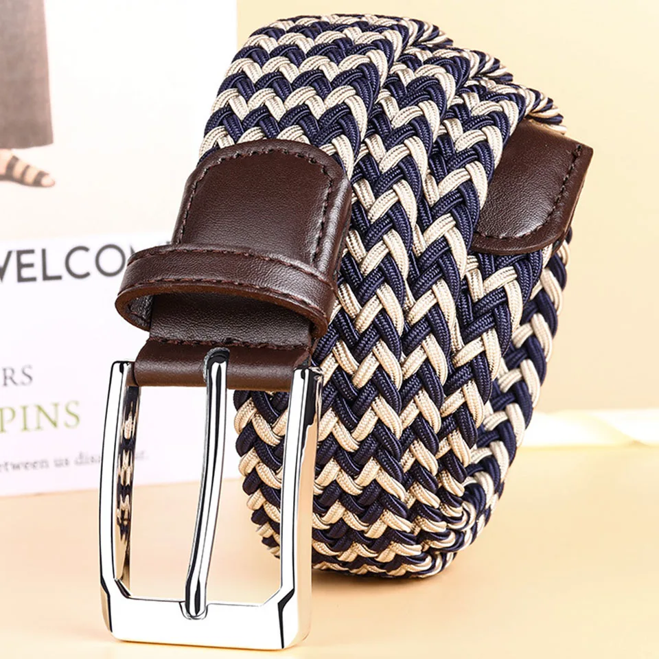 

High-End Leisure Pin Buckle Belt Fashion Trend Men And Women Pump Road Leisure Sports Student Military Training Woven Belt 2192