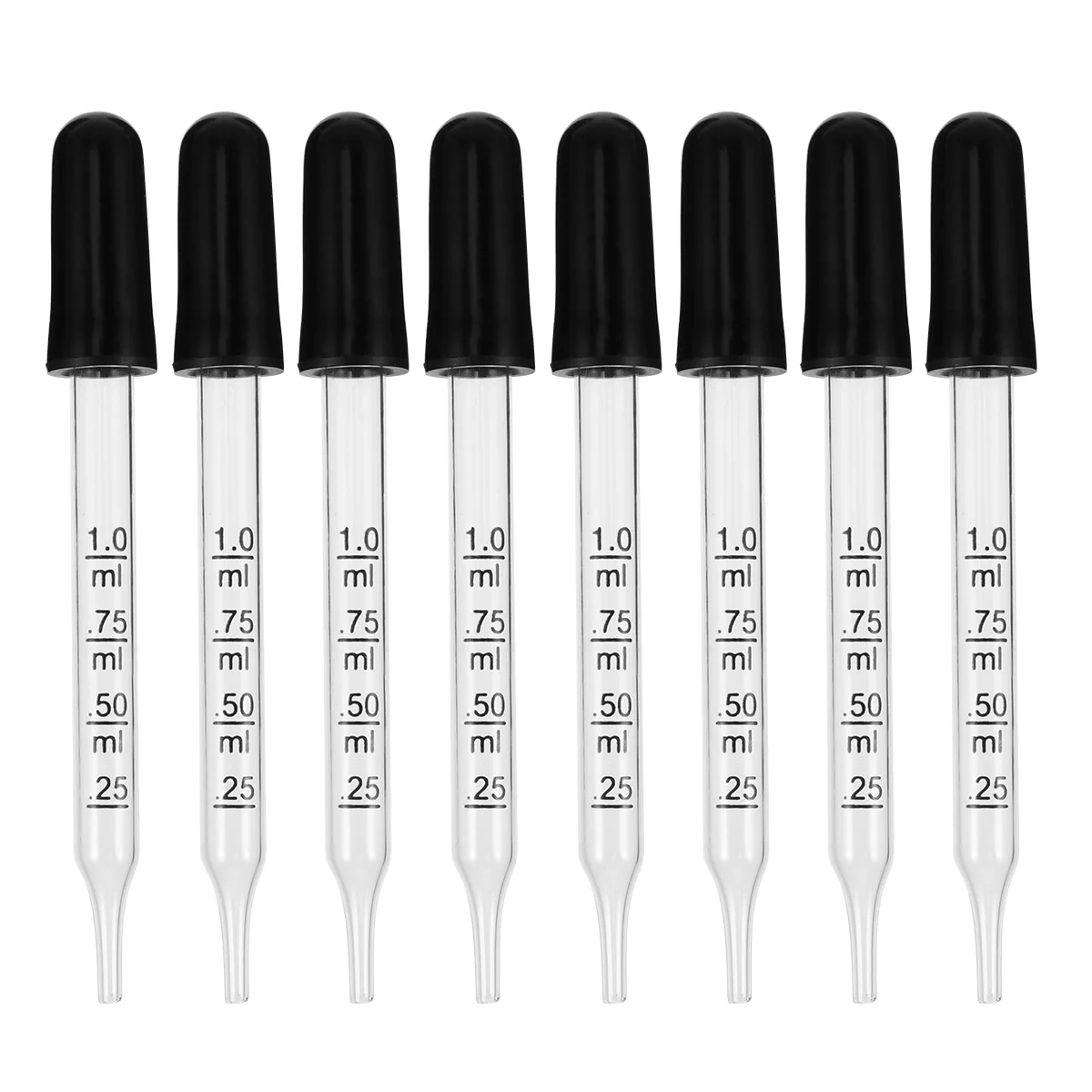 

Graduated Dropper Pipettes 1ml Glass Dropper Essential Oils Pipette with Scale Rubber Straight Tip Dropper for Laboratory Cam