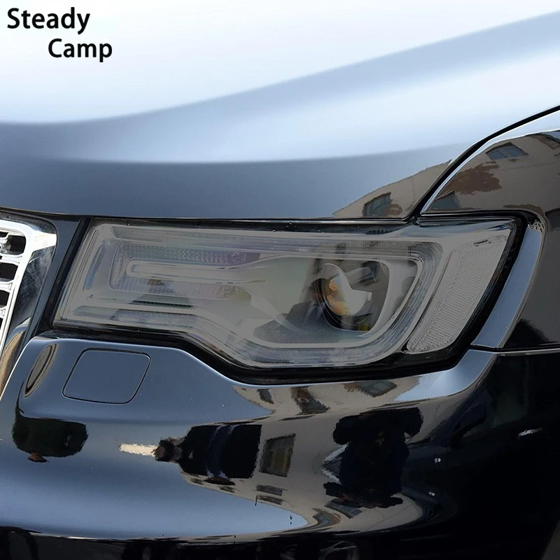 

Наклейка на голову автомобиля для джипа Grand Cherokee Wrangler Защитная фронтальная пленка, аксессуары для компаса, ТПУ светильник легкая, Дымчатая