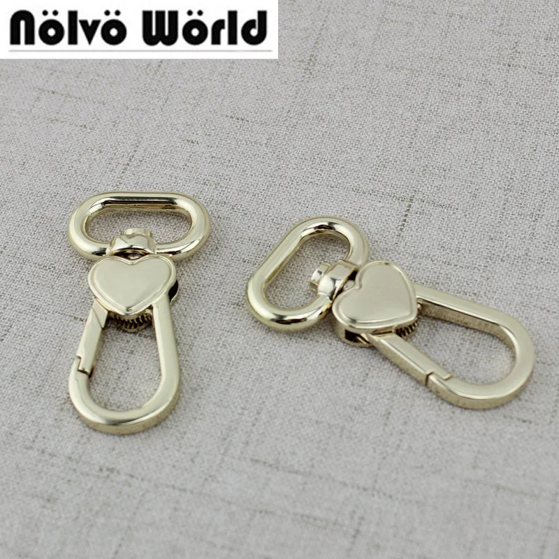 

30pcs High quality 21mm Heart purse adjusted strap rigger snap hook clasp metal clip swivel dog leash hardware diy