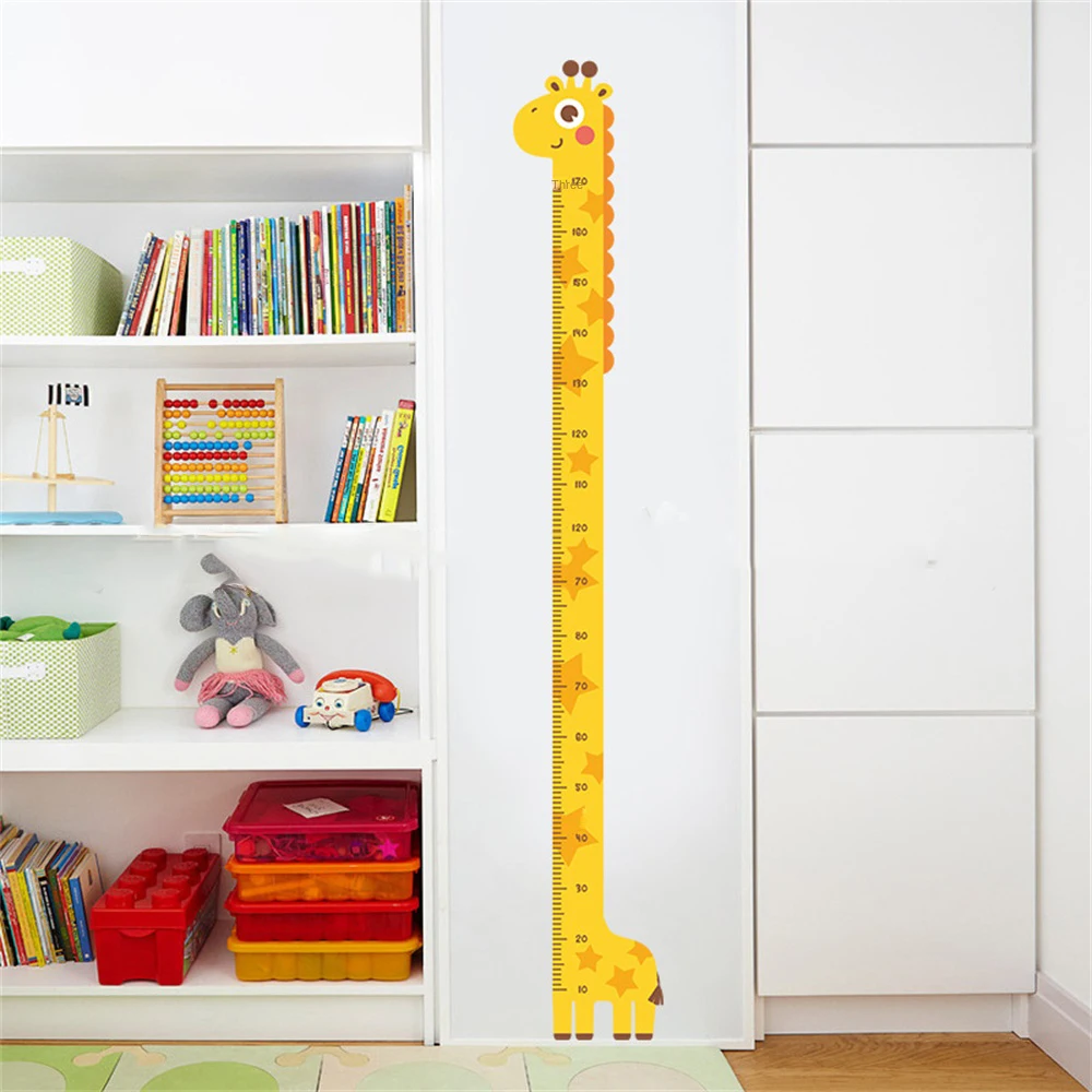 

Smile Animals Giraffe Dinosaur Height Measurement Ruller Wall Stickers For Kids Room Baby Nursery Wall Decals Self-adhesive Stic