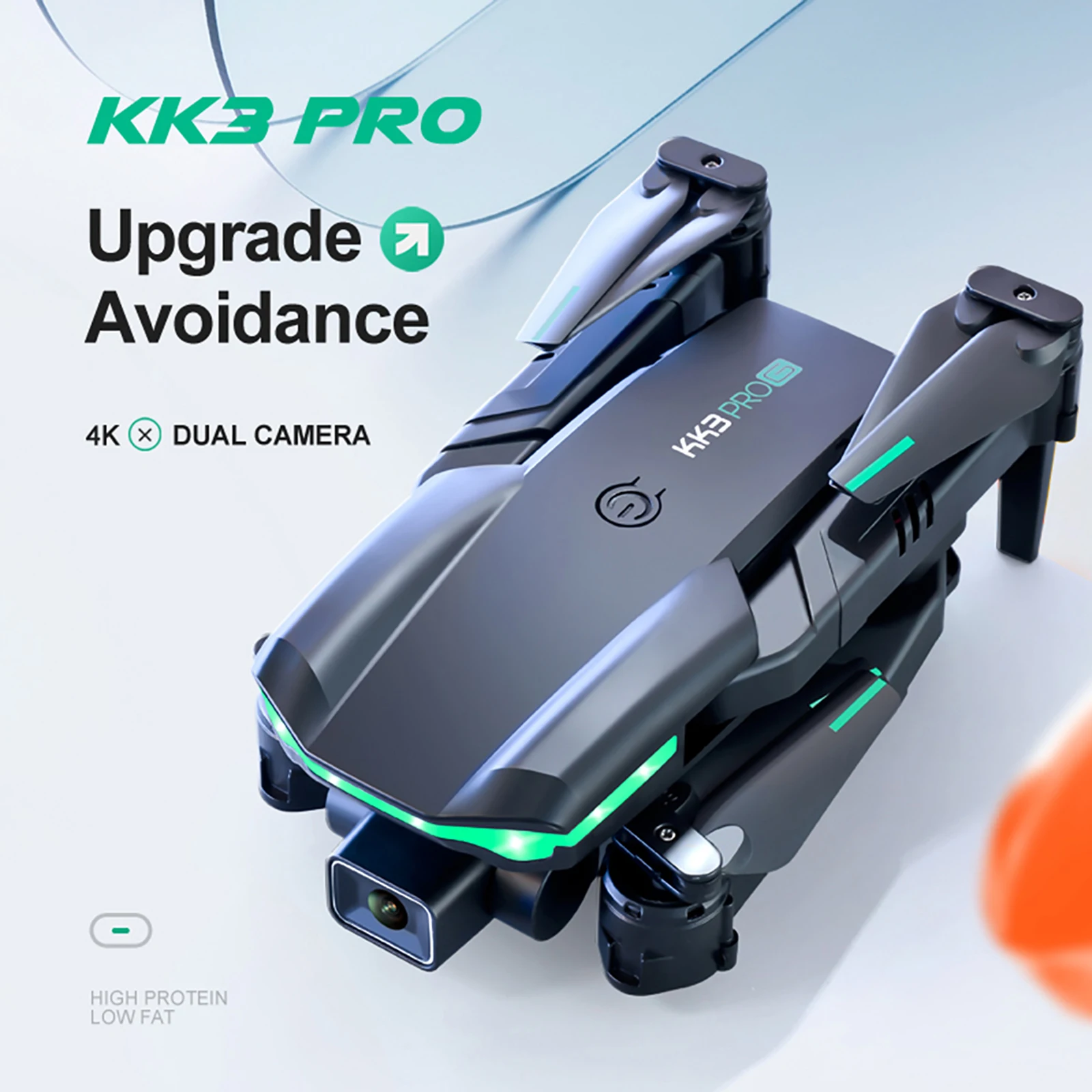 Фото Мини-Дрон KK3 Pro с двойной HD-камерой 4K, со светодиодной подсветкой №2