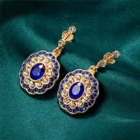 noble blue cz dangle earrings for women engagement wedding party elegant female accessories trendy jewelry high quality