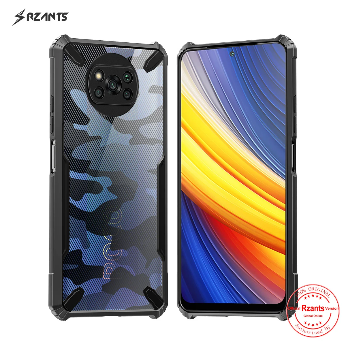 

Чехол Rzants для Xiaomi POCO X3 Pro POCO X3 NFC, жесткий [Камуфляжный бык] ударопрочный тонкий кристально прозрачный чехол, тонкий корпус