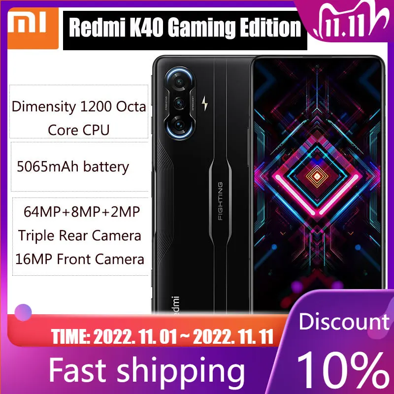 Global ROM Xiaomi Redmi K40 Gaming Smartphone 6GB 128GB Dimensity 1200 Octa Core 120Hz Display 64MP Camera cellphones