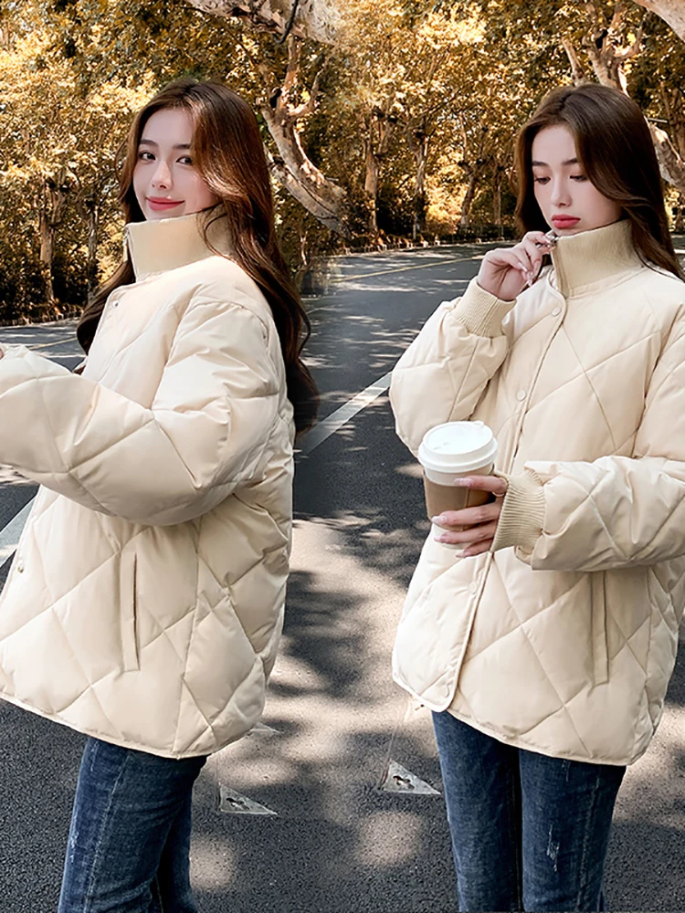 Women White Duck Down Coat 2023 Winter New Fashion Female Scarf OverSize Jackets Round Neck Loose Thicken Parkas Warm Outwear