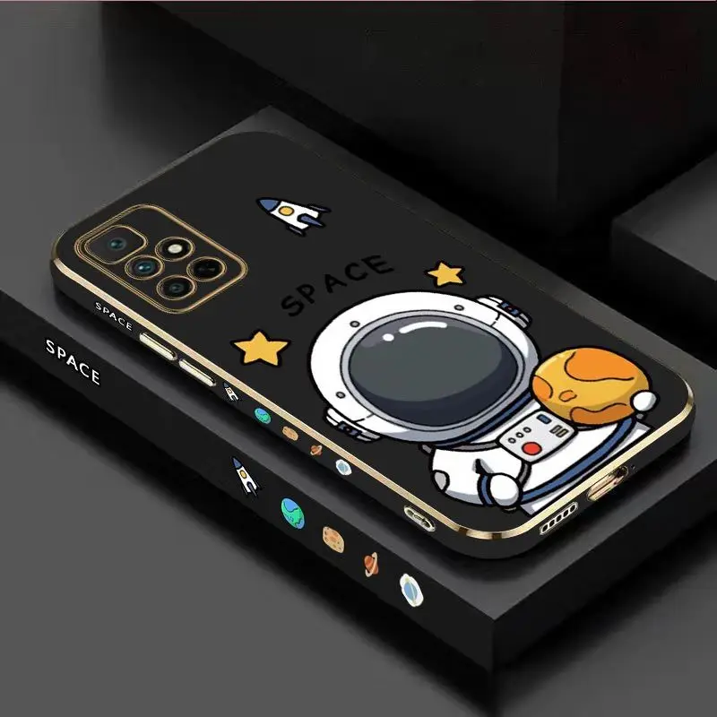 Fat Astronaut Luxury Plating Phone Case For Xiaomi Redmi 10 12C 10C 10A 9 9T 9A A1 9C Cover