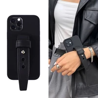 ins temperament leather black wristband silicon anti drop mobile phone case for iphone xr xs max 8 plus 11 12 13 pro max case