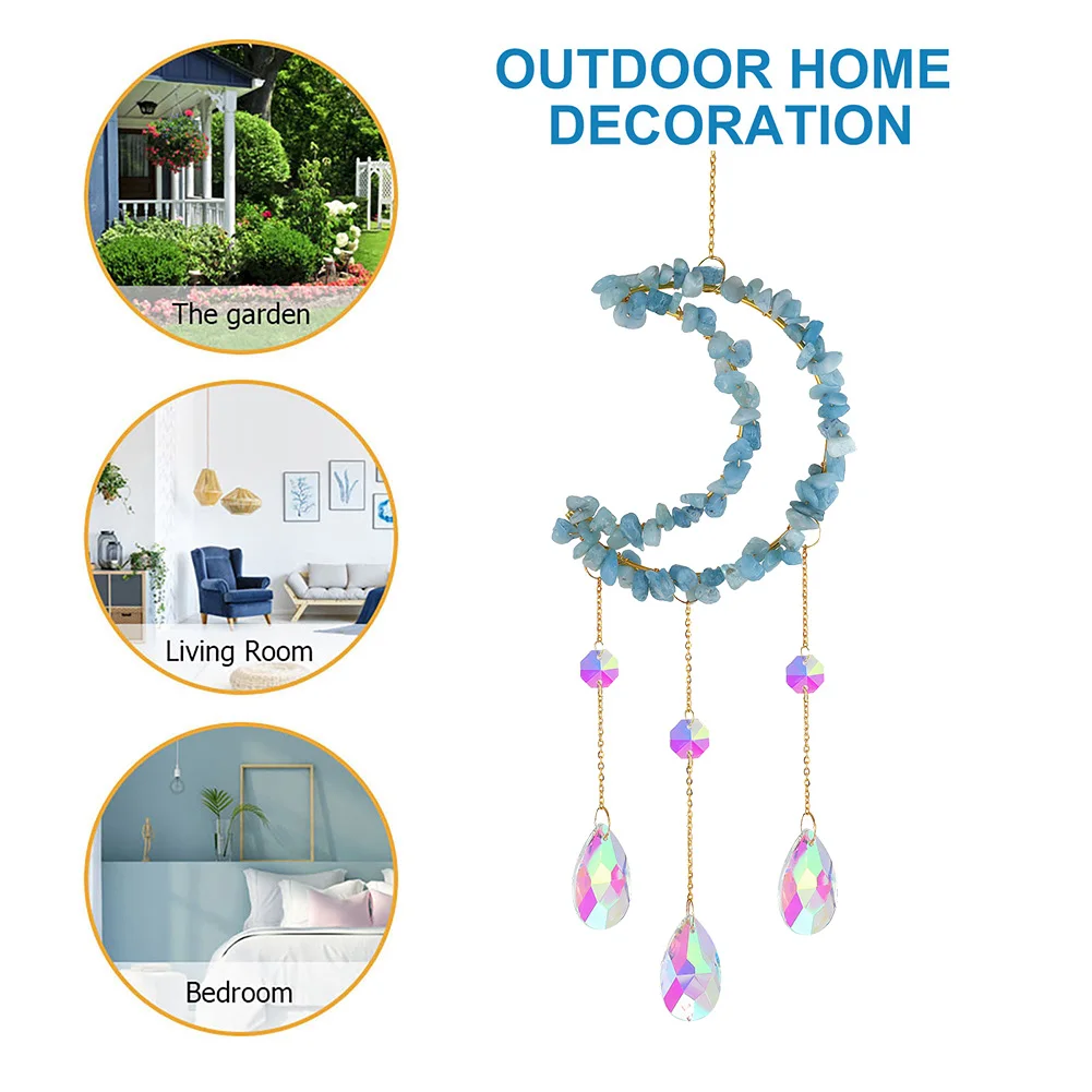 

Moon Star Crystals Wind Chime Prism Sun Catchers Handmade Jewellery Garden Hanging Pendant Ornament Window Curtain Home Decor