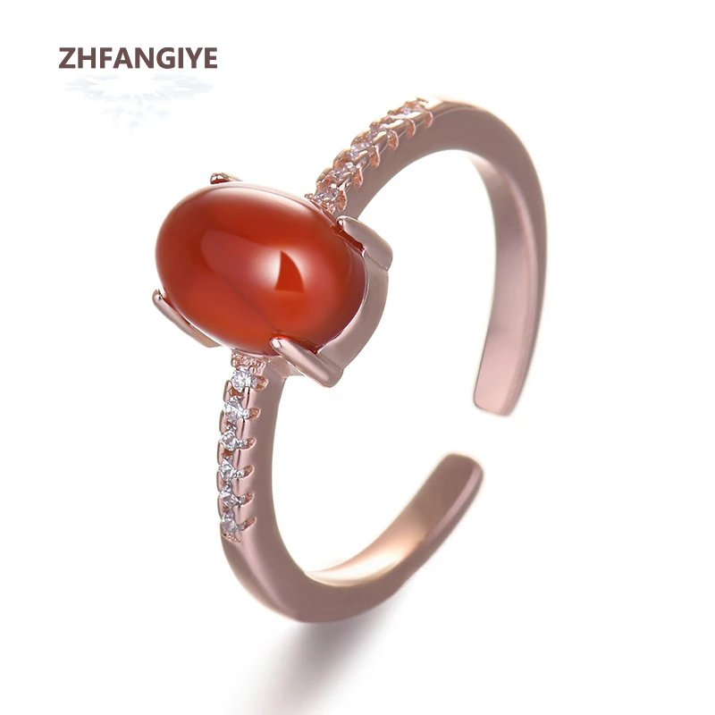 

Oval Ring with Created Agate Zircon Gemstone 925 Silver Jewelry Open Finger Rings for Women Wedding Promise Party Gift Wholesale