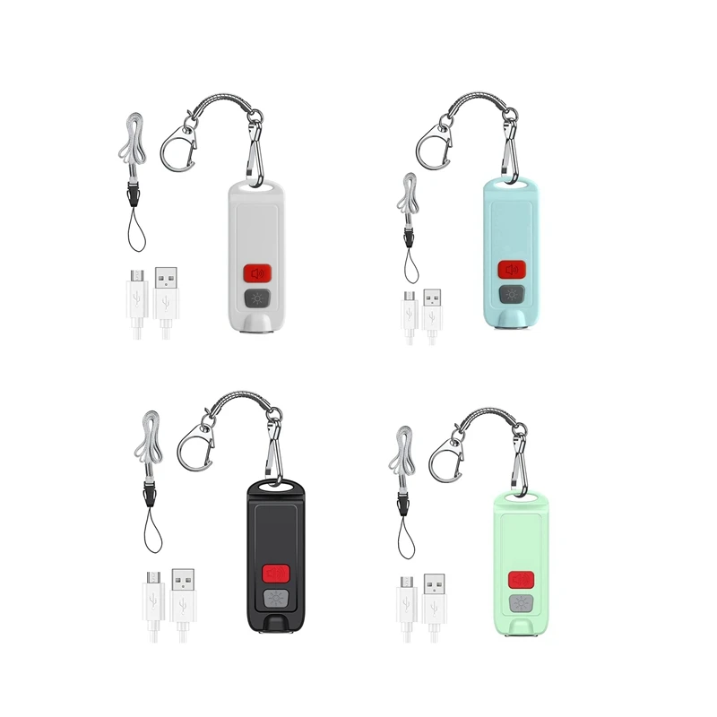 

HFES Safe Personal Alarm Rope Alarm Mini Self Defence Keychain 130DB Security Alarms With LED Flashlights For Women