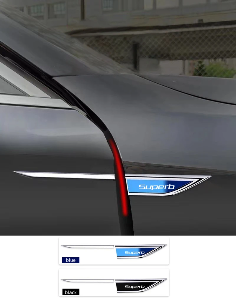 

2pcs/Set Car Fender Stainless Steel Sticker Decals Car Model Emblem Exterior Decorate for skoda superb 3 2 1 Car Accessories