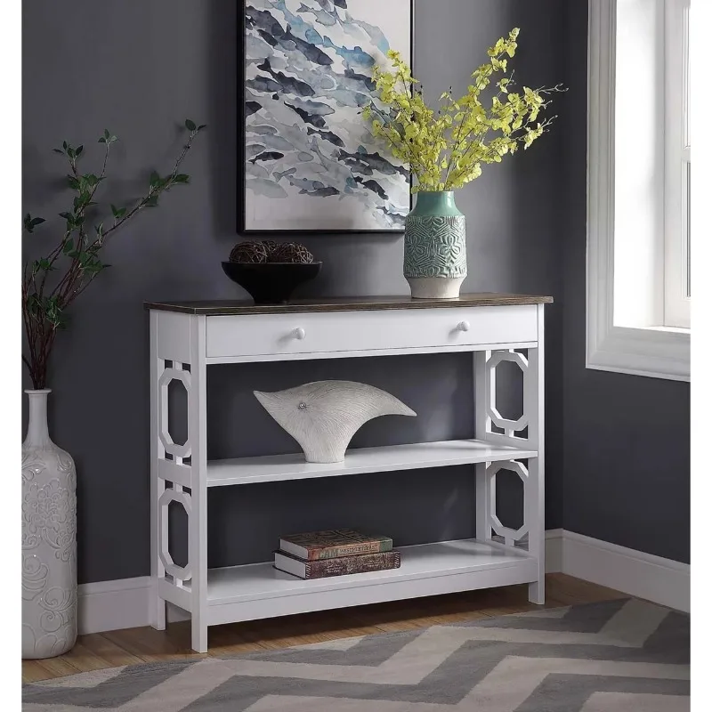 

1 Drawer Console Table, White/Espresso entryway table table console