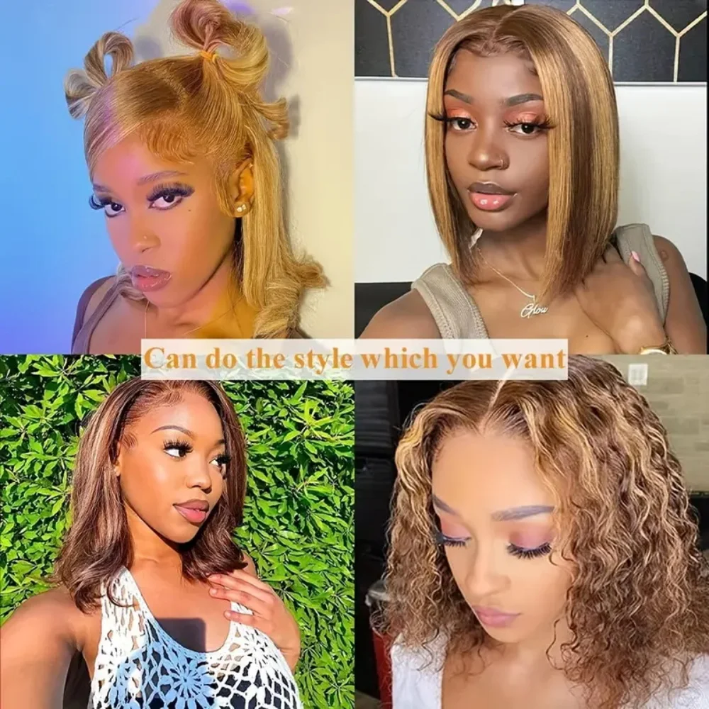 Фото Новинка! Парик-каре 4/27 Highlight Bob Wigs, прямой, с кружевной передней частью, из натуральных волос, бордовый 99J, омбре, цветной, 13x4, короткий парик-каре из натуральных волос. №5