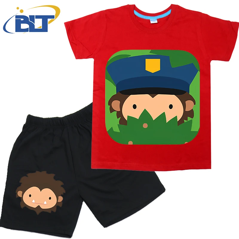 Комплект летней детской футболки с изображением снежной кошки Детские хлопковые