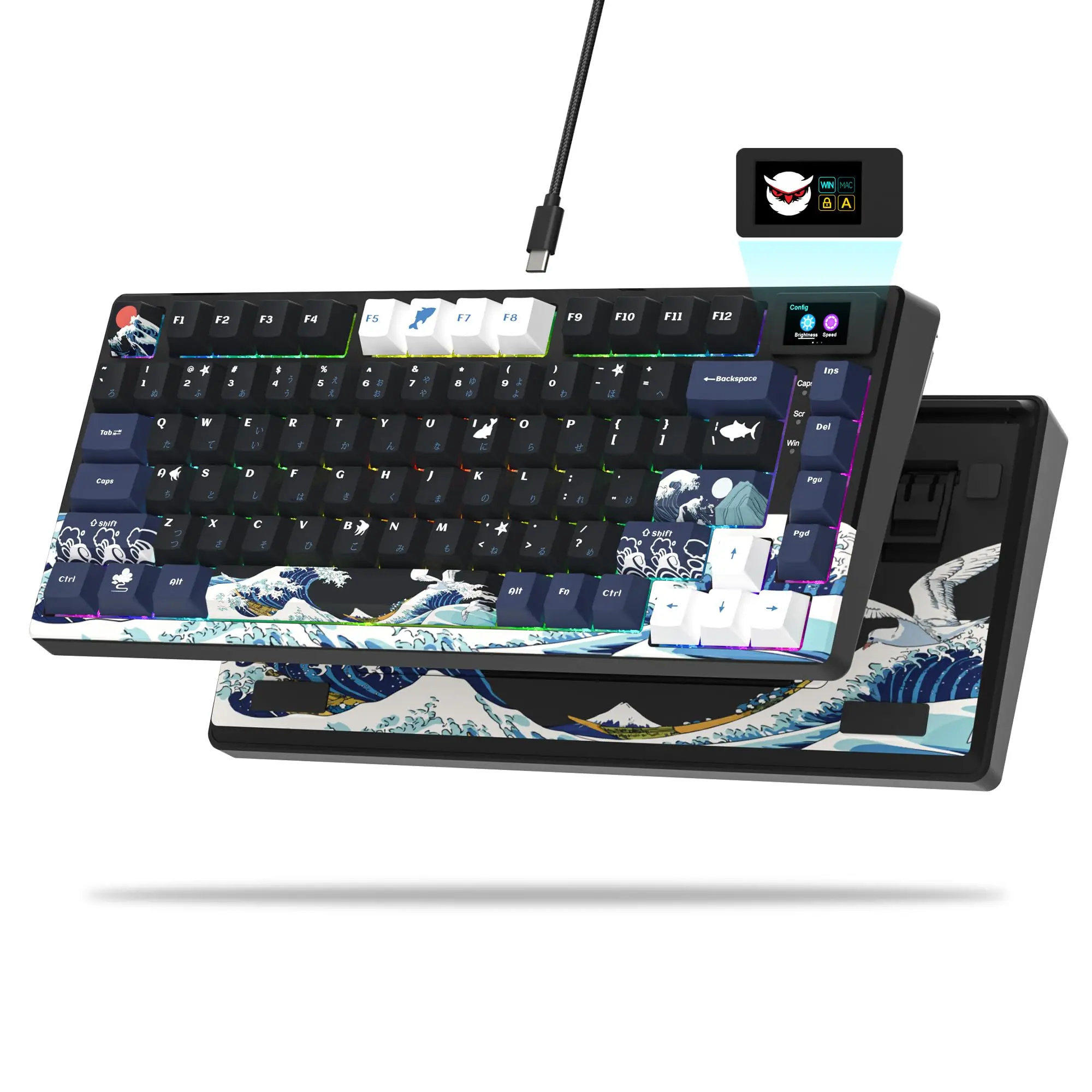 Клавиатура Womier S-K80 75% с цветным OLED-дисплеем, Механическая игровая клавиатура с горячей заменой клавиатуры, прокладка, RGB, пользовательская клавиатура