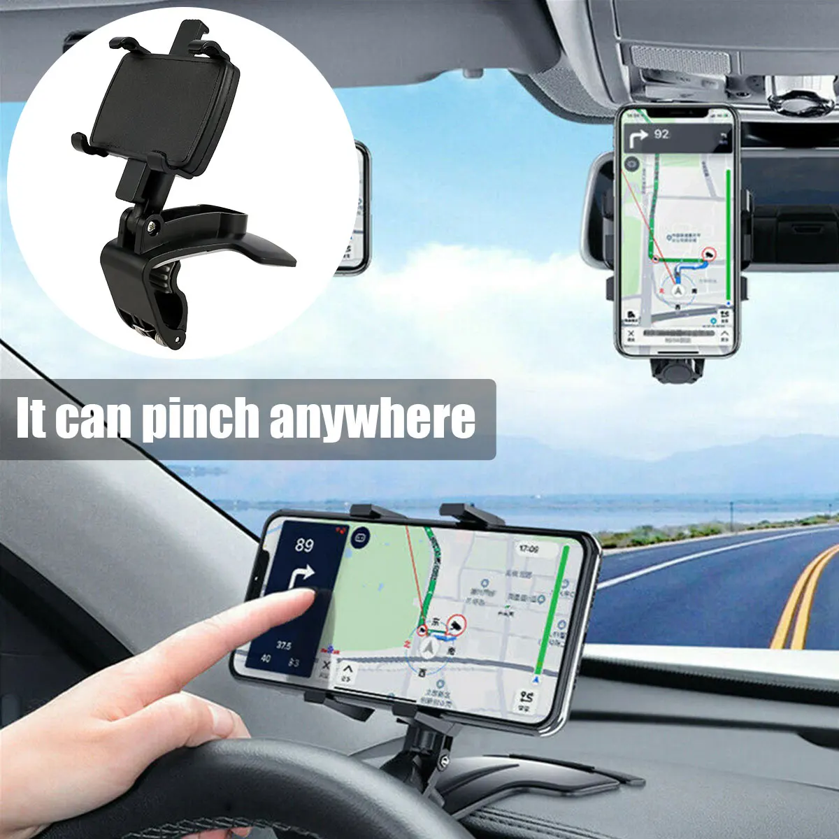 

Hot Car Cell Phone Mount Clip On Dashboard 360° Rotation Dashboard Cell Phone Holder Adjustable Angle Car Clip Mount Stand