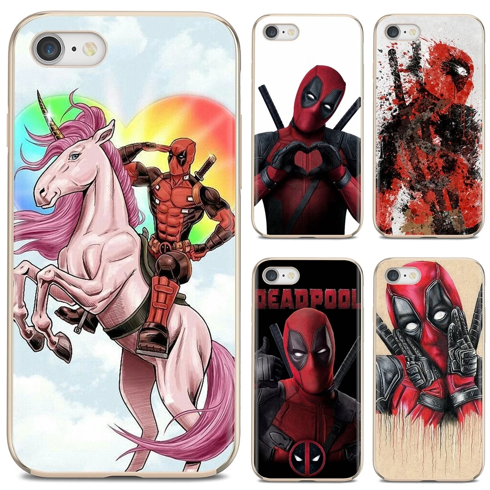 

Transparent TPU Housing For iPhone 10 11 12 13 Mini Pro 4S 5S SE 5C 6 6S 7 8 X XR XS Plus Max 2020 Cool Marvel Hero Deadpool