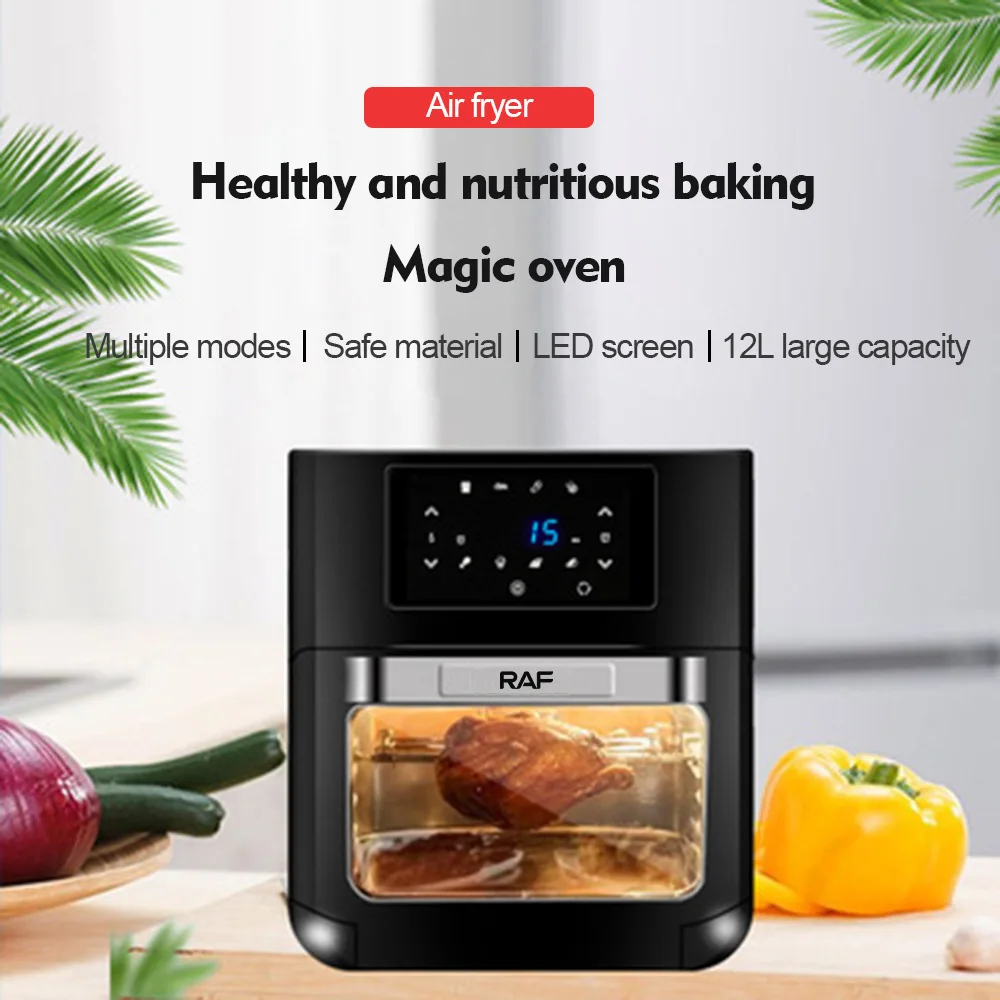 

12L/10.8QT 1700W Large Capacity Air Fryer Oven With LED Digital Touchscreen Electric Oven Pizza Grill Barbecue Bread Cake Baking