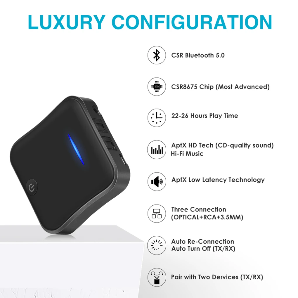 

Bluetooth 5 0 передатчик приемник CSR8675 APTX HD LL Bt аудио музыка беспроводной USB адаптер 3 5 мм 3 5 AUX разъем SPDIF RCA для ТВ ПК