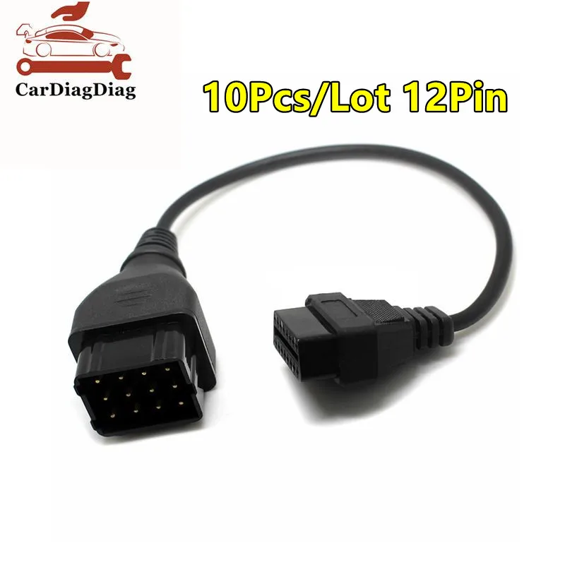10Pcs/Lot For GAZ 12 Pin OBD2 Truck Diagnostic Cable to OBD 2 16Pin Male Connector Can Work With TCS PRO DLC Adapter