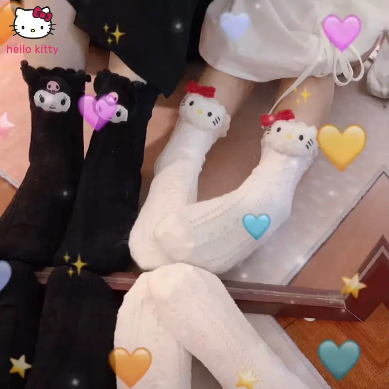 

Милые Мультяшные носки Hello Kitty, белая Лолита, коричная Лолита, Babycinnamoroll K Baby T, кошка, мелодия, кавайные носки