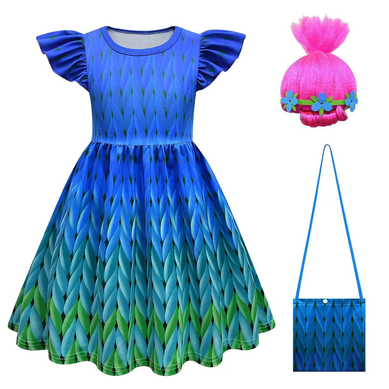 Детское платье принцессы с рюшами в стиле аниме для девочек комплект парика