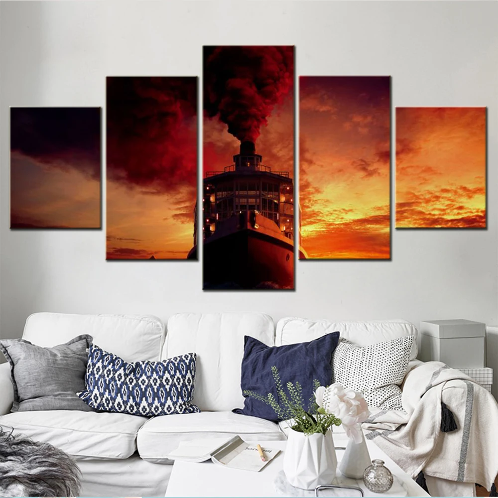 

5 Panels Canvas Wall Arts Home Decor Movies Death On the Nile Wallpaper Living Room Print Picture Bedroom Mural Artwork Framed