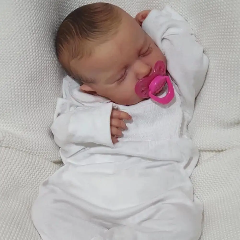 

19inch 49cm White Romper Sweet Sleeping Rebirth Lifelike Paint Kits With Skin Multi-layer Reborn 3d Silicone J7w4