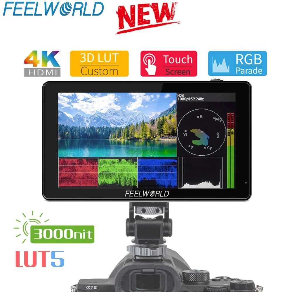 FEELWORLD LUT5 5 5-дюймовый сверхвысокий яркий 3000 нит 4K HDMI входной экран DSLR камера
