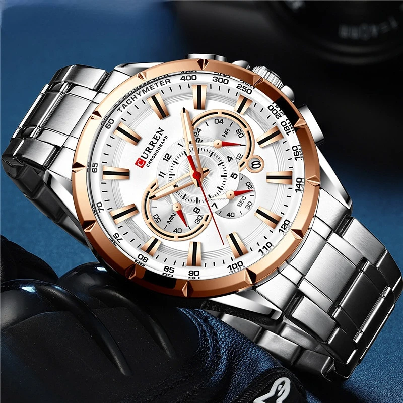 

CURREN Man WristWatch Waterproof Chronograph Men Watch Military Top Brand Luxury Business Stainless Steel Sport Male Clock 8363