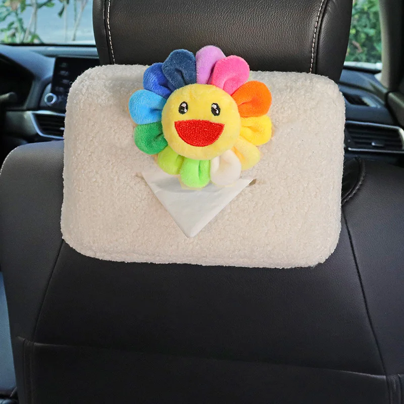 

Симпатичные Мультяшные плюшевые Подсолнухи, автомобильная коробка для салфеток, подголовник, бумажная башня, держатель, автомобильный козырек, подвесной органайзер, Стайлинг, автомобильные аксессуары