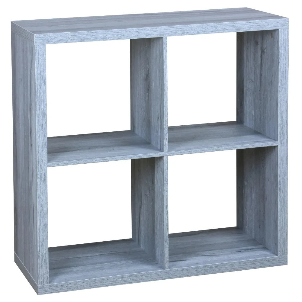 

4 Open Cube Organizing Wood Storage Shelf, Grey